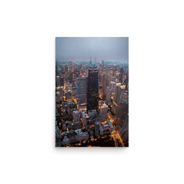 Chicago City Lights Enhanced Matt Paper Poster