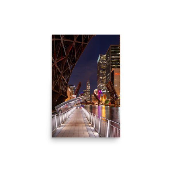 Chicago Riverwalk Nights Enhanced Matt Paper Poster