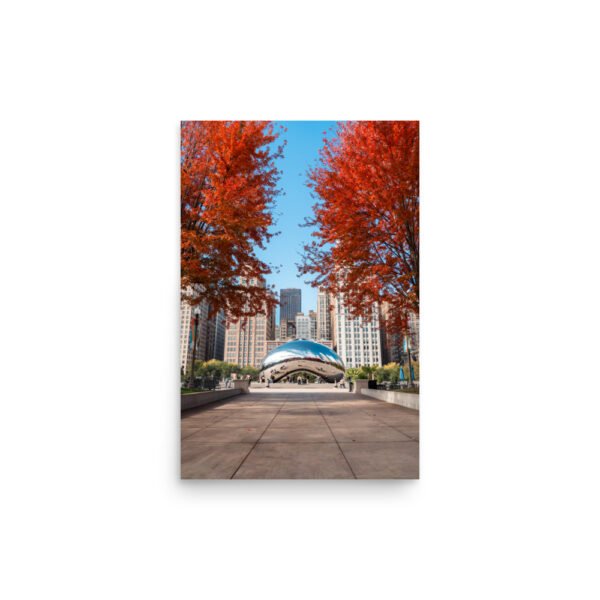 Chicago Autumn Cloud Gate Day Enhanced Matt Paper Poster