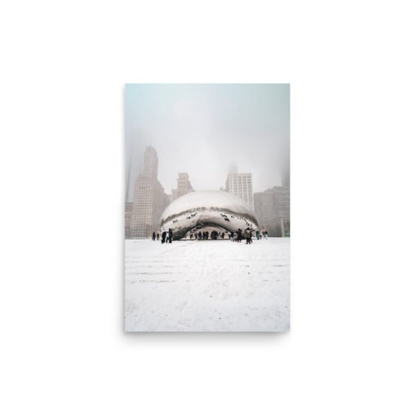 Chicago Snowy Cloud Gate Winter Enhanced Matt Paper Poster