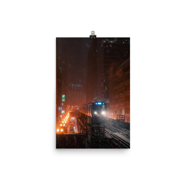 enhanced-matte-paper-poster-in-12x18-transparent-695e5cf78f98c.jpg Chicago Snowy Night L Train Enhanced Matt Paper Poster