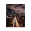 Chicago Lake Shore Drive Night Skyline Enhanced Matt Paper Poster