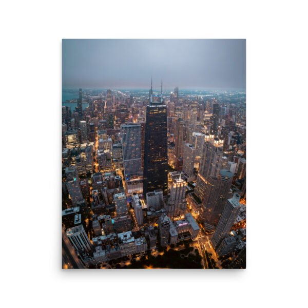 Chicago City Lights Enhanced Matt Paper Poster