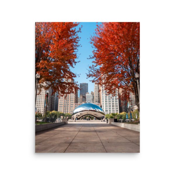 Chicago Autumn Cloud Gate Day Enhanced Matt Paper Poster