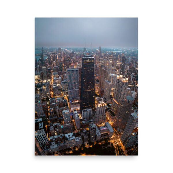 Chicago City Lights Enhanced Matt Paper Poster