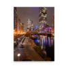 Chicago River Night City Lights Enhanced Matt Paper Poster