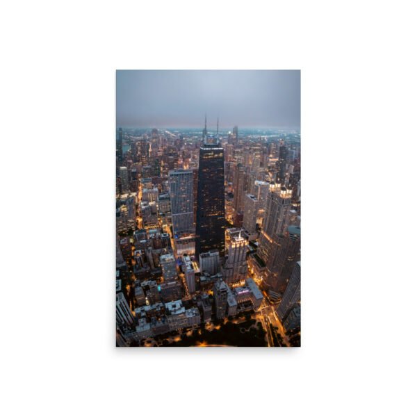 Chicago City Lights Enhanced Matt Paper Poster
