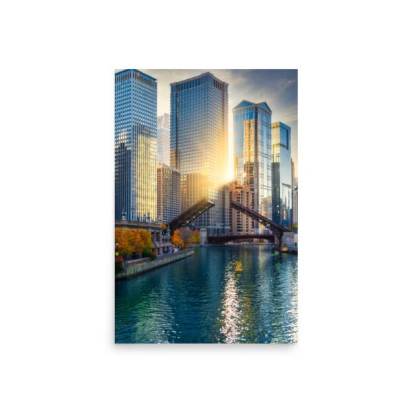 Chicago River Golden Enhanced Matt Paper Poster