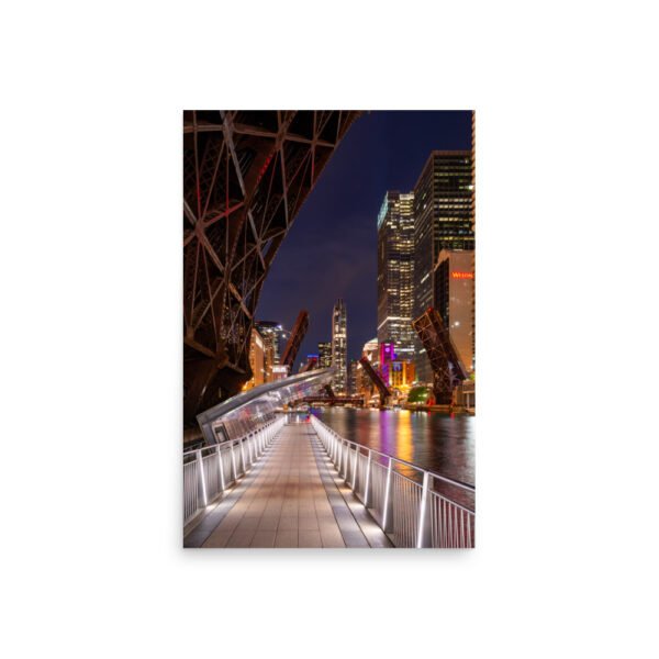 Chicago Riverwalk Nights Enhanced Matt Paper Poster