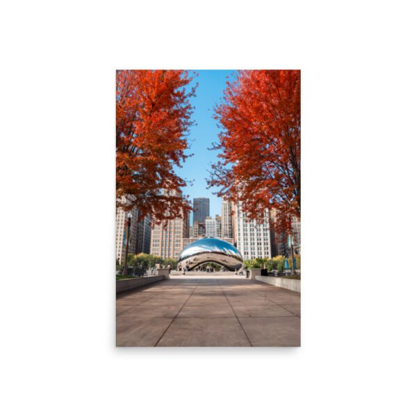Chicago Autumn Cloud Gate Day Enhanced Matt Paper Poster