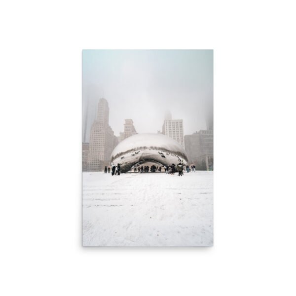 Chicago Snowy Cloud Gate Winter Enhanced Matt Paper Poster