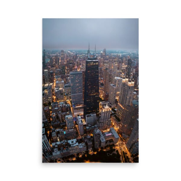 Chicago City Lights Enhanced Matt Paper Poster