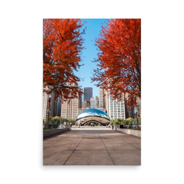 Chicago Autumn Cloud Gate Day Enhanced Matt Paper Poster