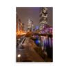 Chicago River Night City Lights Enhanced Matt Paper Poster