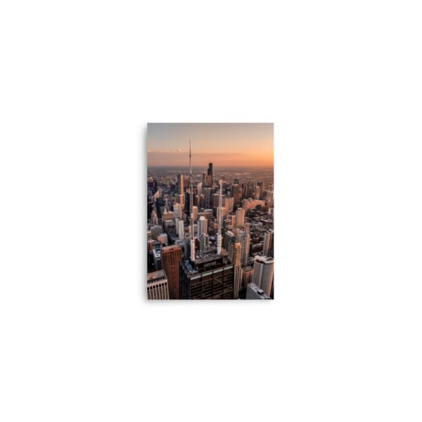 Chicago Sunset Skyline Enhanced Matt Paper Poster
