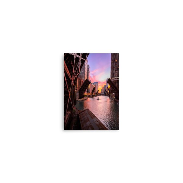 Chicago River Sunset Enhanced Matt Paper Poster