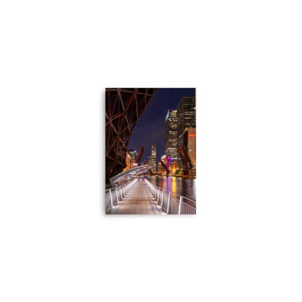Chicago Riverwalk Nights Enhanced Matt Paper Poster