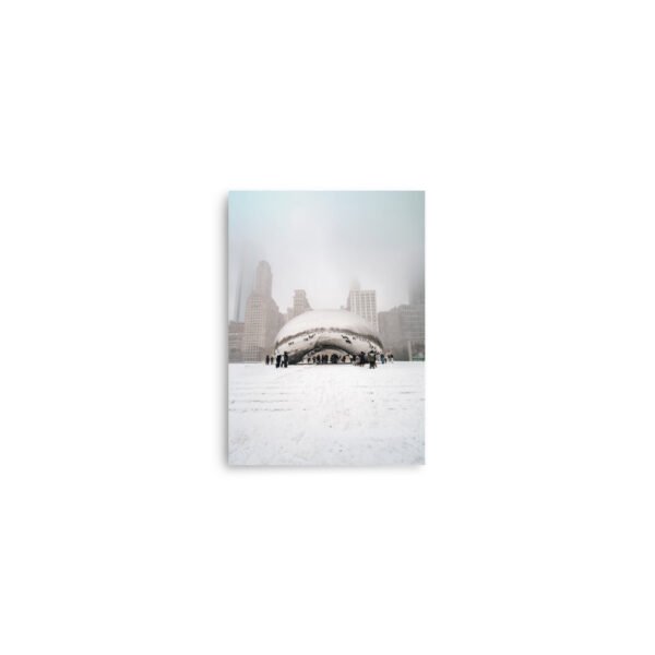 Chicago Snowy Cloud Gate Winter Enhanced Matt Paper Poster