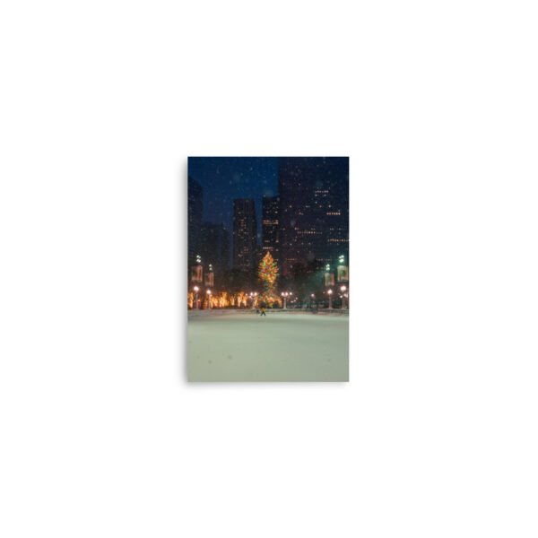 Chicago Winter Christmas Tree Night Enhanced Matt Paper Poster