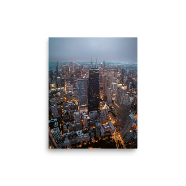 Chicago City Lights Enhanced Matt Paper Poster