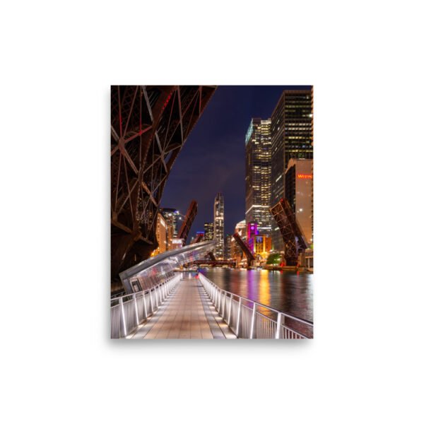 Chicago Riverwalk Nights Enhanced Matt Paper Poster