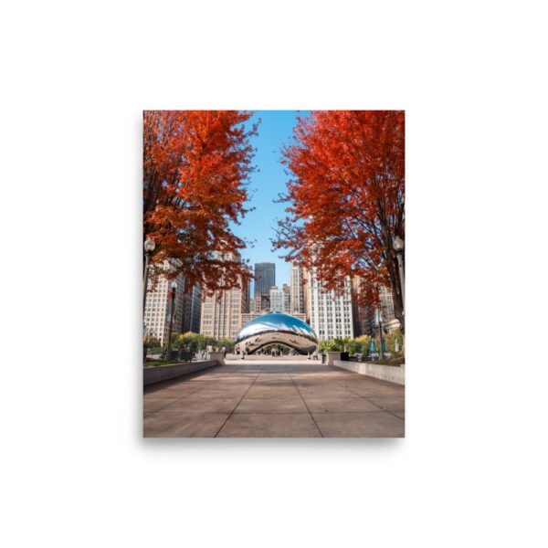 Chicago Autumn Cloud Gate Day Enhanced Matt Paper Poster