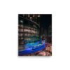 Chicago Neon L Train Night Enhanced Matt Paper Poster