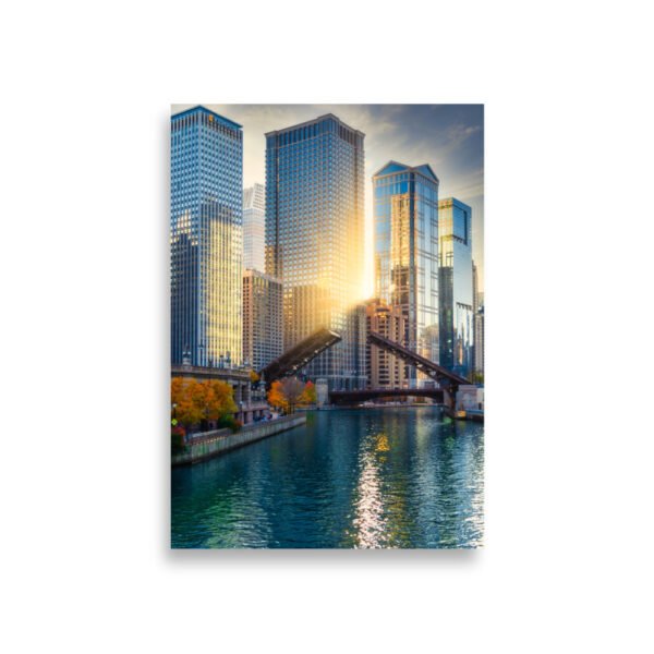 Chicago River Golden Enhanced Matt Paper Poster