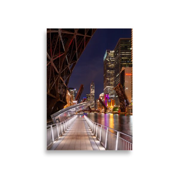 Chicago Riverwalk Nights Enhanced Matt Paper Poster