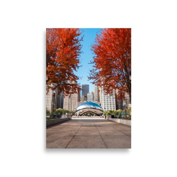 Chicago Autumn Cloud Gate Day Enhanced Matt Paper Poster