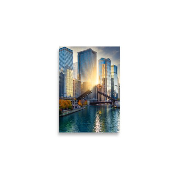 Chicago River Golden Enhanced Matt Paper Poster