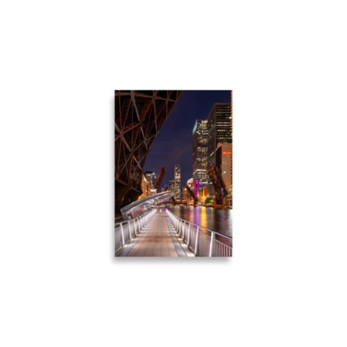 Chicago Riverwalk Nights Enhanced Matt Paper Poster