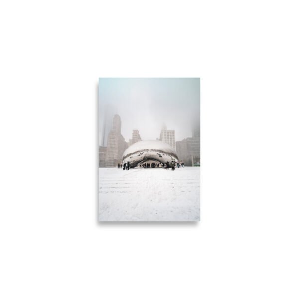 Chicago Snowy Cloud Gate Winter Enhanced Matt Paper Poster