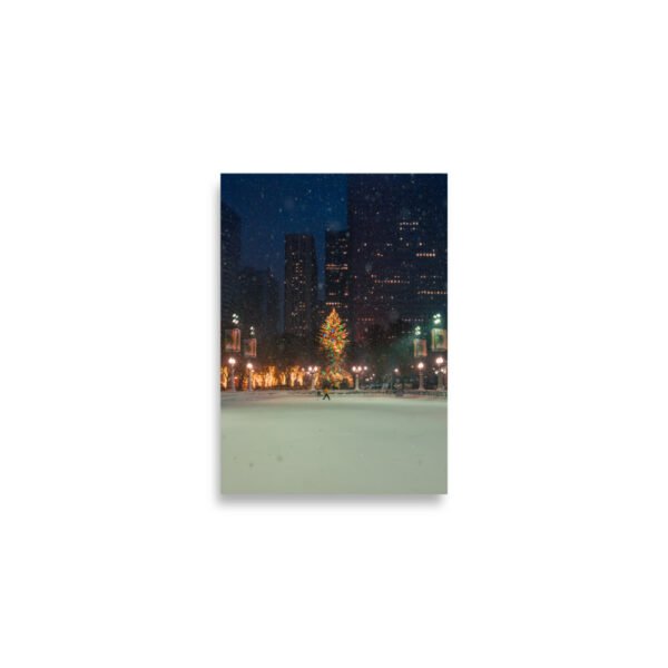 Chicago Winter Christmas Tree Night Enhanced Matt Paper Poster