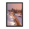 Chicago Snowy Lake Shore Drive Night Skyline Winter Cityscape Enhanced Matte Paper Framed Poster