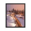 Chicago Snowy Lake Shore Drive Night Skyline Winter Cityscape Enhanced Matte Paper Framed Poster