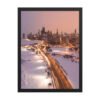 Chicago Snowy Lake Shore Drive Night Skyline Winter Cityscape Enhanced Matte Paper Framed Poster