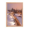 Chicago Snowy Lake Shore Drive Night Skyline Winter Cityscape Enhanced Matte Paper Framed Poster