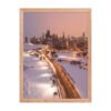 Chicago Snowy Lake Shore Drive Night Skyline Winter Cityscape Enhanced Matte Paper Framed Poster