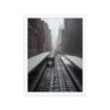 Chicago Snow L Train Tracks Winter Cityscape Enhanced Matte Paper Framed Poster