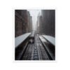 Chicago Snow L Train Tracks Winter Cityscape Enhanced Matte Paper Framed Poster