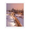 Chicago Snowy Lake Shore Drive Night Skyline Winter Cityscape Enhanced Matte Paper Framed Poster