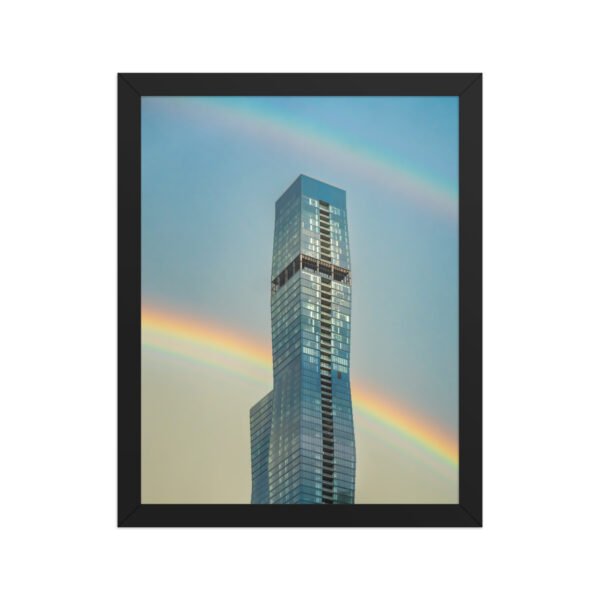 Chicago Modern Skyscraper Rainbow Cityscape Enhanced Matte Paper Framed Poster