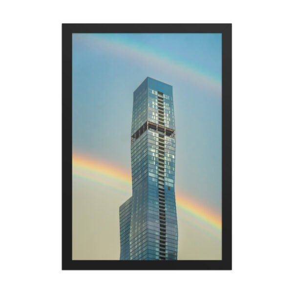 Chicago Modern Skyscraper Rainbow Cityscape Enhanced Matte Paper Framed Poster