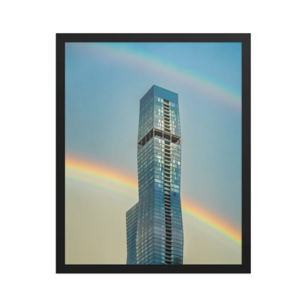 Chicago Modern Skyscraper Rainbow Cityscape Enhanced Matte Paper Framed Poster