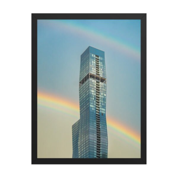 Chicago Modern Skyscraper Rainbow Cityscape Enhanced Matte Paper Framed Poster