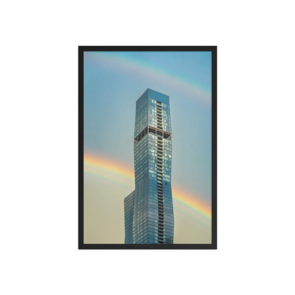 Chicago Modern Skyscraper Rainbow Cityscape Enhanced Matte Paper Framed Poster