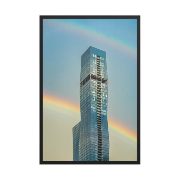 Chicago Modern Skyscraper Rainbow Cityscape Enhanced Matte Paper Framed Poster
