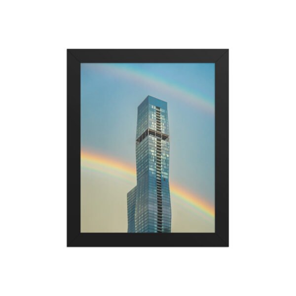 Chicago Modern Skyscraper Rainbow Cityscape Enhanced Matte Paper Framed Poster