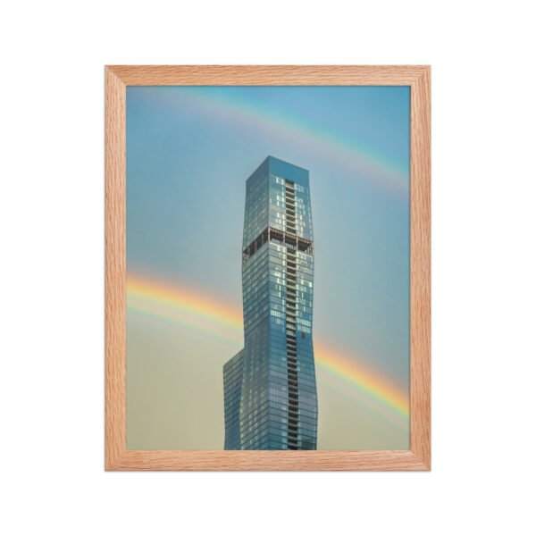 Chicago Modern Skyscraper Rainbow Cityscape Enhanced Matte Paper Framed Poster